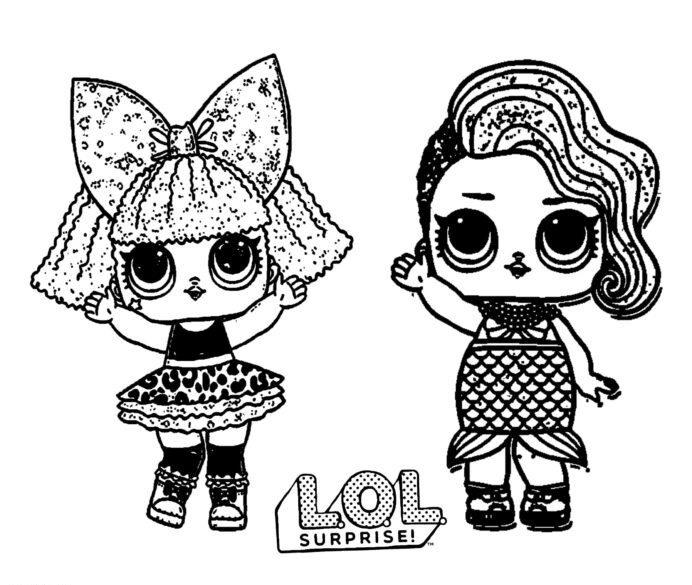 Kolorowanka dwie cieszące się laleczki